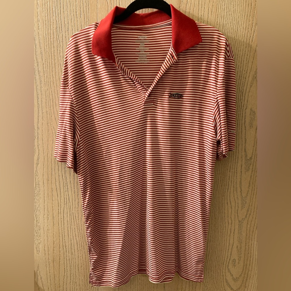 Red and white Aftco size S SS polo